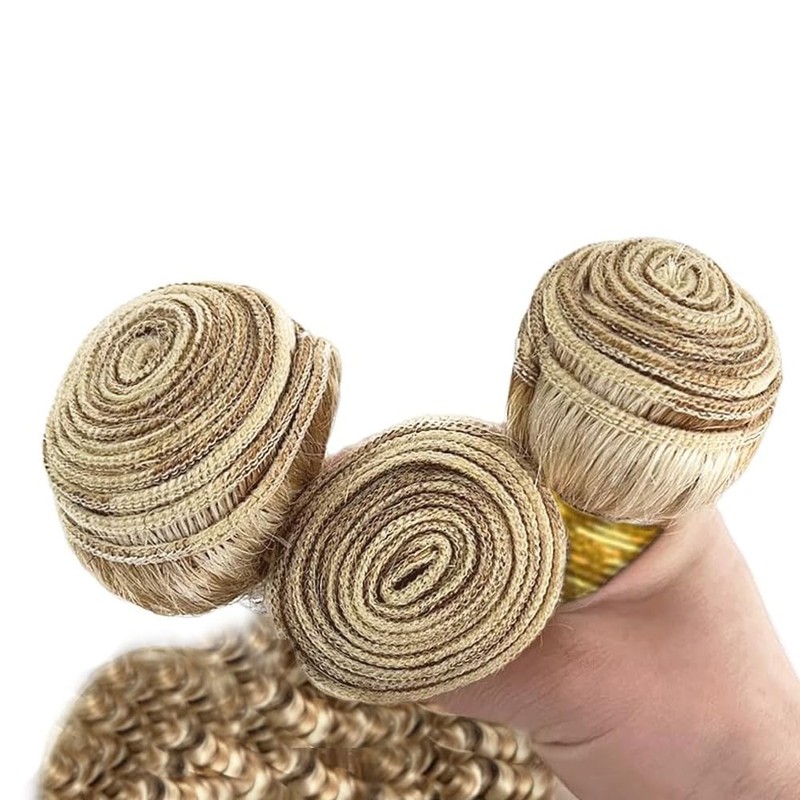 Dokksiiia Piano Color P27/613 Ombre Bundles Human Hair Highlight Kinky