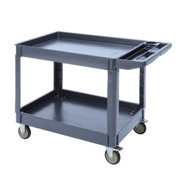 Service Cart 2-Shelf, Storage Handle, 500 lbs Capacity, for Warehouse/Garage/Cleaning/Manufacturing，45" 25" Grey