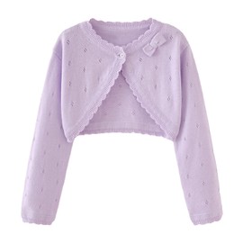Toddler Girl Cardigan Sweater Bolero Shrug Baby Little Kids Long Sleeve Dress Up Button Closure Tops Winter Clothes Purple