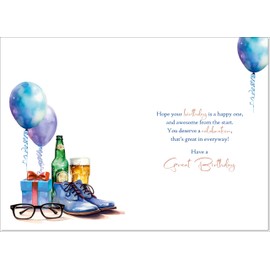 doodlecards Birthday Card for Him Balloons and Shoes Large A4 Size with Plain Envelope