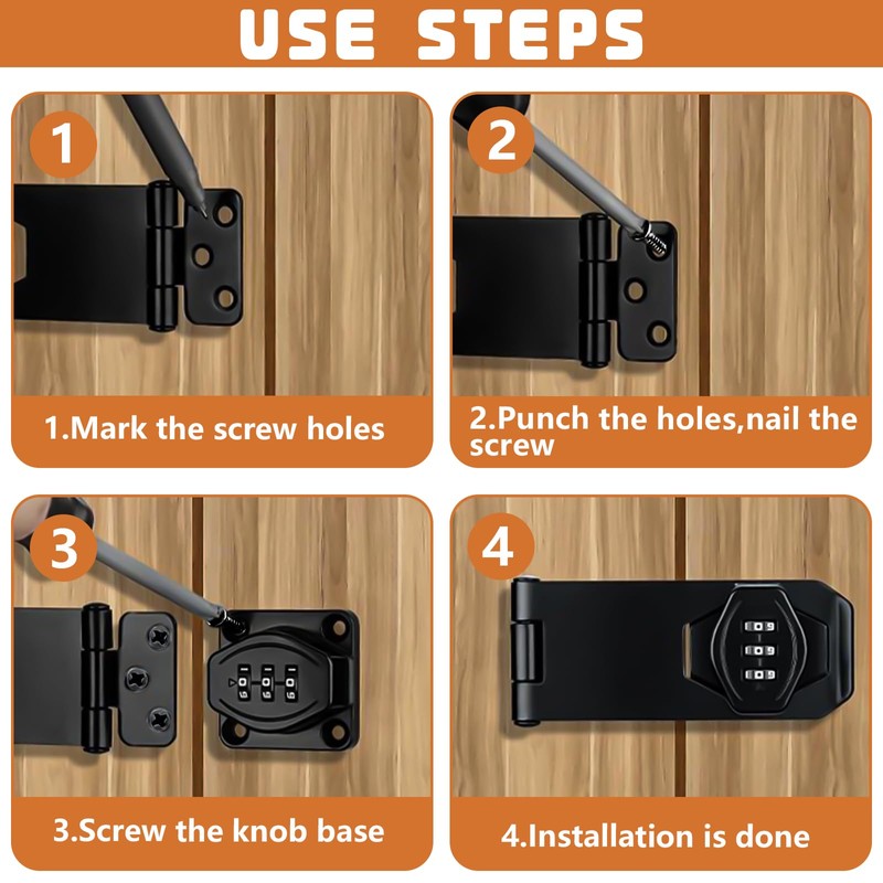 YOUNGSAY Pack of 2 Hasps with Combination Lock, 3-Digit Combination