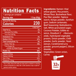 VOLO VERO High Protein (32g) Vegan Instant Ramen Cup, Spicy Beef Flavor, 6 Pack, Plant-Based, Low Carb, Non-Fried, Low Fat, Egg-Free, Dairy-Free, Non-GMO, Healthy Asian Noodle Soup