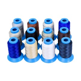 Mandala Crafts Tex 135 Bonded Nylon Thread for Sewing - 1440 YDs T135 Heavy Duty 12 Neutral Colors Nylon Thread Size 138 420 D Upholstery Thread for Leather Jeans Weaving