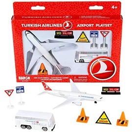 Daron Airport Playset – Turkish Airlines – Die-Cast Metal Airplane Toy with Plastic Accessories and Figures for Kids Ages 3+