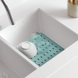 Rayen Sink-Mat | Protects the Sink | With Drainage Holes | Non-Slip | 27.4 x 32.0 cm | Sea Green Salvaplatos. Verde agua. Medidas M: 27.5 x 32 cm, Rubber, Green (Sea Green), 5 x 32 cm