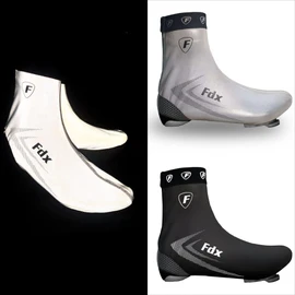 FDX Reflective Cycling Overshoes, Waterproof Bike Shoe Covers, Windproof Lightweight All Season Gaiters for Men and Women - Road Biking, MTB, Hi Viz Accessories Silver, M