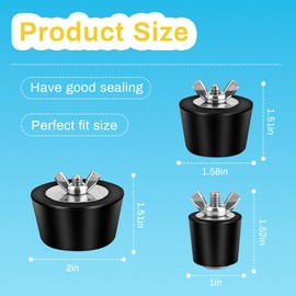 3 Pieces Pool Winterizing Plug - 1" to 2" Swimming Pool Winter Expansion Plugs with SS Screw, Stainless Steel Bolts, Heavy Duty Rubber, Replacement Pool Winter Expansion Plug