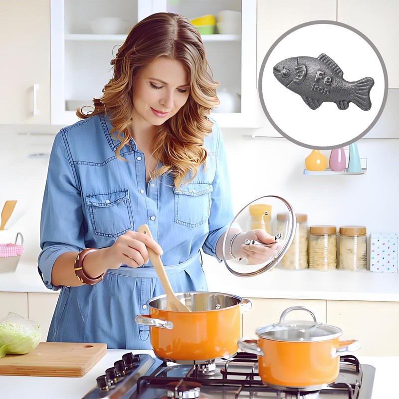 2 Pcs Iron Fish for Cooking, Iron Fish for Iron