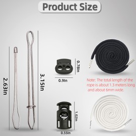 Drawstring Threader Tool Set,Inclued Metal Drawstring Threaders and Plastic Spring Cord Locks and Plastic Drawstring,Rope Threader Clips Tool Set for Pants Hoodies Sweaters Jackets Shoes (10pc)