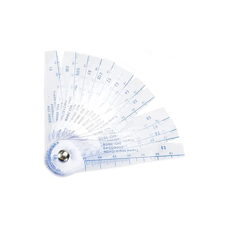 Rannb Plastic Metric Feeler Gauge 0.05-1mm Thickness 13 Blades Gap