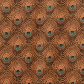 SCHÖNER LEBEN. Velvet Fabric Decorative Fabric Velvet Deluxe Velvet Peacock Eye Peacock Feather Ochre Gold 1.4 m Width