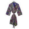 Pranipat Handicrafts Kantha Kimono, Abstract Print Cotton Jacket, Purple, Handmade