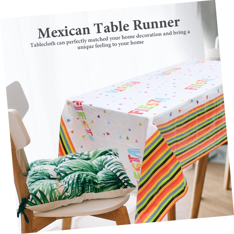 CHILDWEET Mexican Party Tablecloth Carnival Decorative Table Runner PVC Table