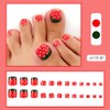 Strawberry Press on Toenails Short Square False Toenails with Design
