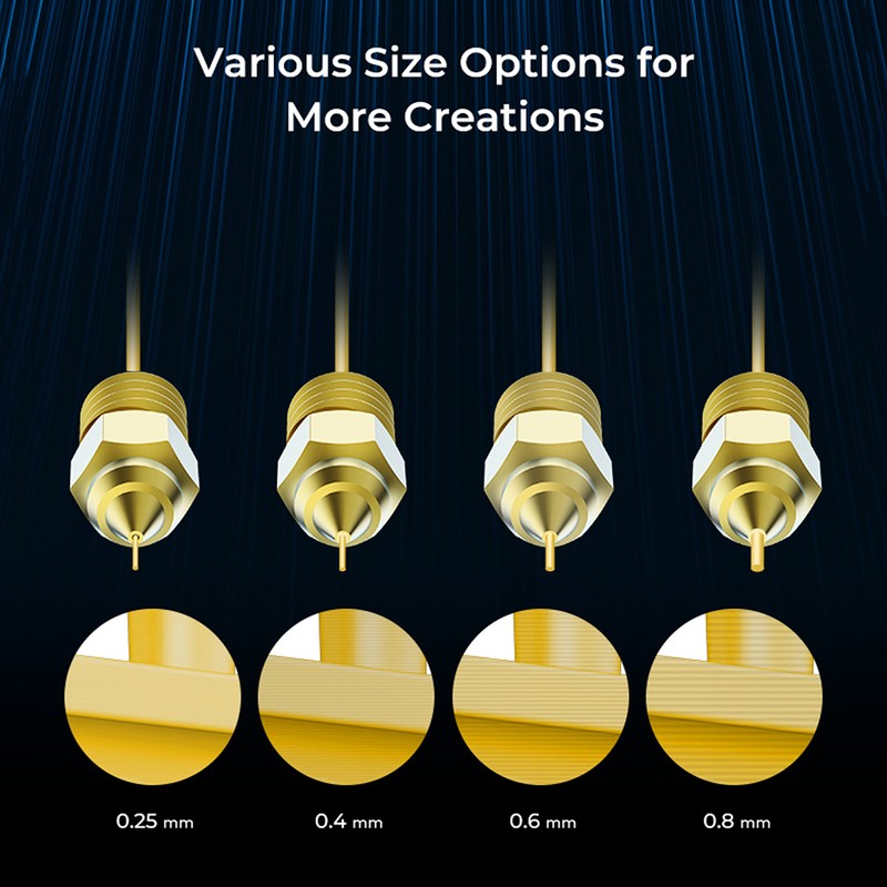 Creality Brass Nozzle Kit High Hardness 300℃ Temperature Resistance Smooth