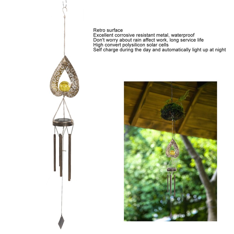 Outdoor Solar Wind Chime Light Hanging Warm LED Mobile Hanging