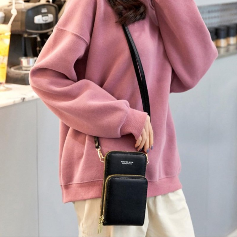 Petit-Germe Smartphone Shoulder Bag Women's Smartphone Bag Smartphone Pouch, 01.black