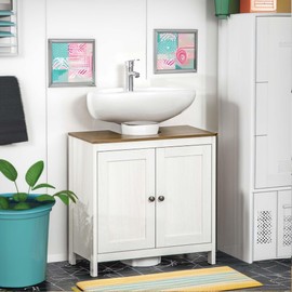 HFYee Bathroom Vanity Without Top Sink Modern Bathroom Sink Cabinet Floor Standing Under Sink Cabinet, Freestanding Storage Cupboard with Adjustable Shelf, Double Doors, Antique White