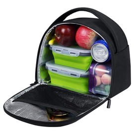 Gloppie Insulated Lunch Bags Lunch Box Cooler Bags Black Lunch Tote Bag for Bento Box, for Kids Adult