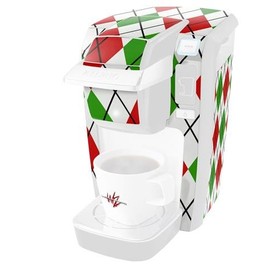 WraptorSkinz Decal Style Vinyl Skin compatible with Keurig K10 / K15 Mini Plus Coffee Makers Argyle Red and Green (COFFEE MAKER NOT INCLUDED)