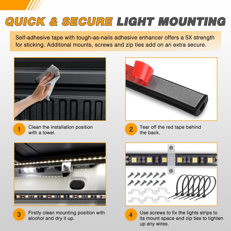 GOOACC RGB Truck Bed Light Strip 2PCS 60" 180 LEDs