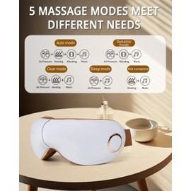 iRest Eye Massager with Heat,Smart Eye Mask Massager with Compression & Vibration,Relax Music,Rechargeable,Migraine Massager for Improve Sleep,Relieve Eye Strain Dry Eye Dark Circles Eye Bags,White
