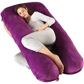 Amagoing 57 inches Pregnancy Pillows for Sleeping, U Shaped Maternity Full Body Pillow for Pregnant Women with Hip, Leg, Back, Belly Support, Washable Jersey Cover Included (Dark Purple)
