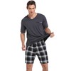 Vlazom Men's Pyjamas Set Short Sleeve Soft Pj's Top and
