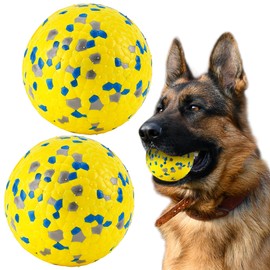 SUNNEKO 2 PCS Interactive Dog Toys for Boredom, Dog Stimulation toys, Indestructible Dog Toys for Aggressive Chewers, Teething Dog Balls, Tennis Balls for Puppy Small Medium Large, Yellow