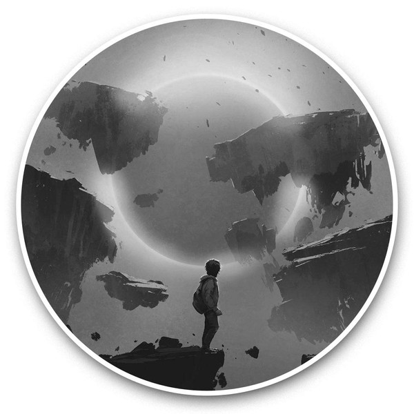 2 x 25cm Vinyl Stickers - Eclipse Night Sky Mountain