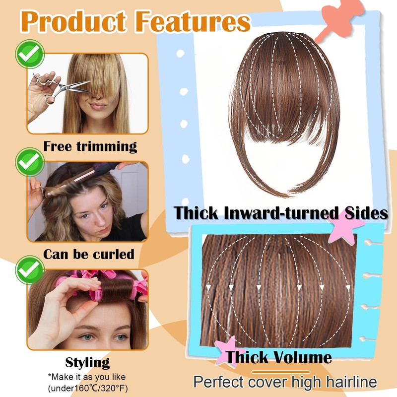 DOAGEAS Clip in Bangs, Clip on Wispy Bangs, Bangs Hair