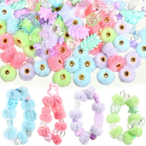 Ferreve 250-310 Pcs Assorted Soft Fluffy Beads Acrylic Beads for