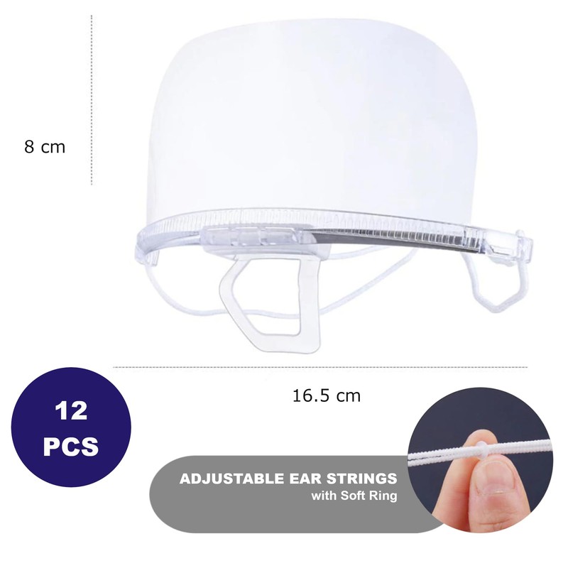 GUSTO Pack of 12 Visor Transparent Mask for Nose and