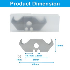 BokWin 10 Pack Hook Blades - Carbon Steel Hook Razor Blades & Curved Knife Blade for Cutting Carpets, Wallpaper, Roofing Materials | Steel Silver Utility Blade with Secure Storage Box