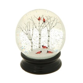 Winter Snow Globe by RAZ Imports: 4.5 Inch Cardinal Snow Globe (Birch Trees)