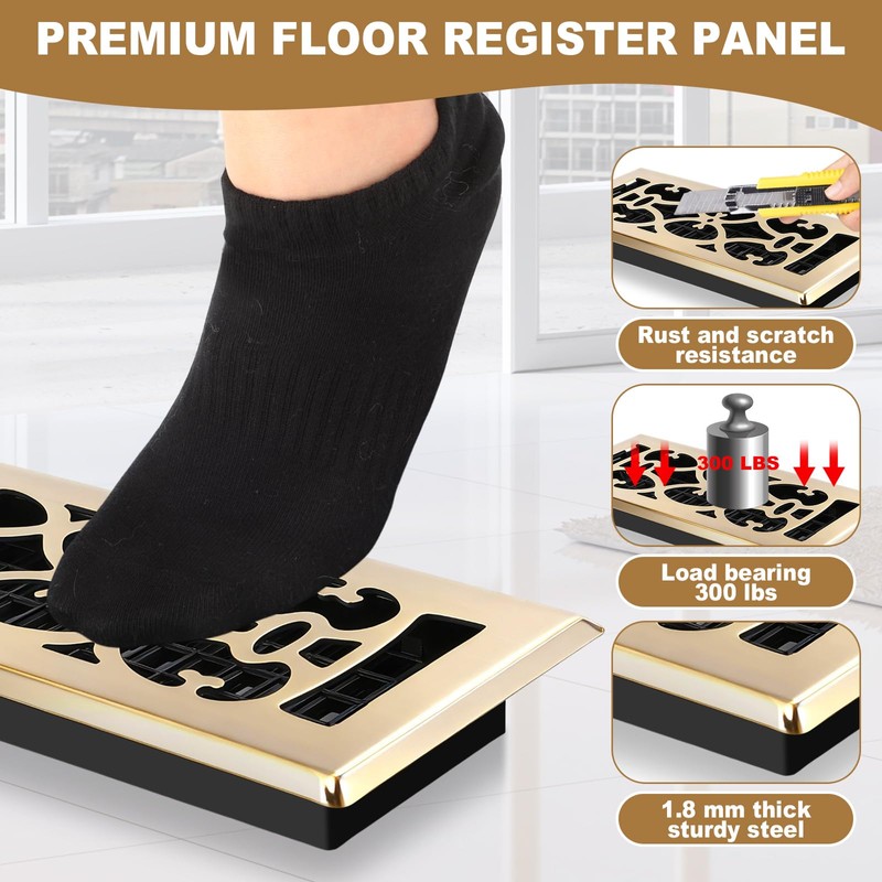 10 Pack 4 × 10 Inch Bronze Floor Vent Covers