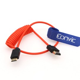 Eonvic 2.1 HDMI 8K HDMI Male to Mini HDMI Male Cable High Speed Extender Cable for Canon Nikon Panasonic GH3 Monitor (Red Coiled 50cm)