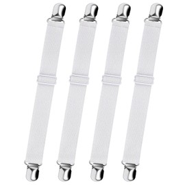 JEXOWIQ 4 x Bed Sheet Clips, 60-220 cm Adjustable Bed Sheet Straps, Improved Elastic Bed Sheet Fasteners for Bedding, Fitted Sheet Grippers to Keep Your Sheets in Place