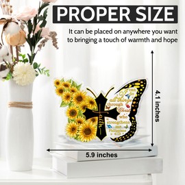 CEZII Christian Gifts for Women Men, Jesus Faith Cross God Religious Gifts, Bible Verse Acrylic Plaque for Desk Table Decor, Inspirational Gift for Mom Daughter Friends, Butterfly Sign Prayer Gifts