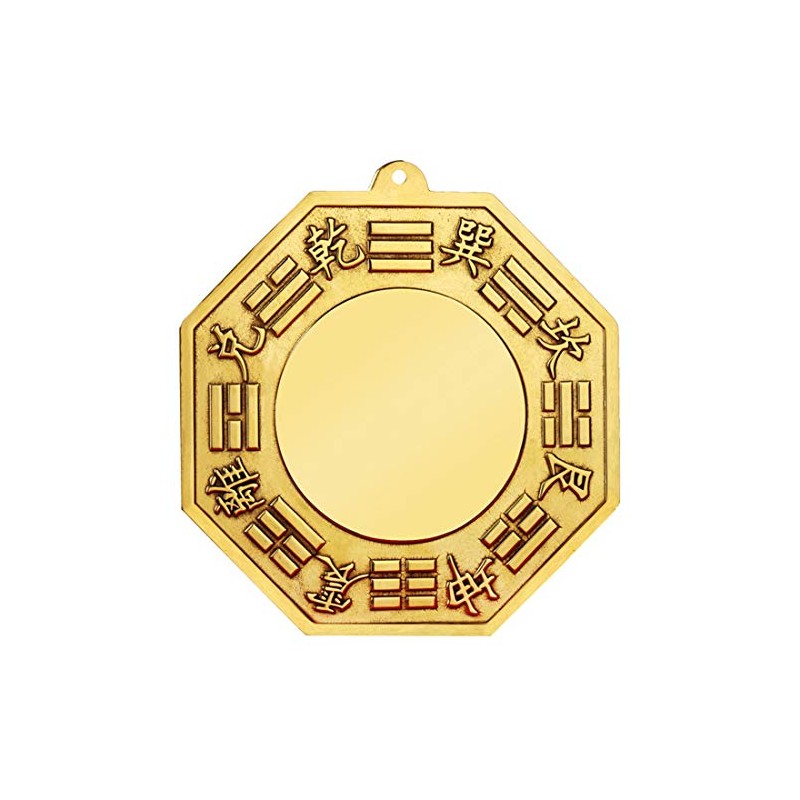 FUNSXBUG Chinese Feng Shui Brass Convex Bagua Mirror (7 Inch)