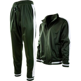 ChoiceApparel Mens Athletic 2 Piece Tracksuit Set (Large, 877-Olive)