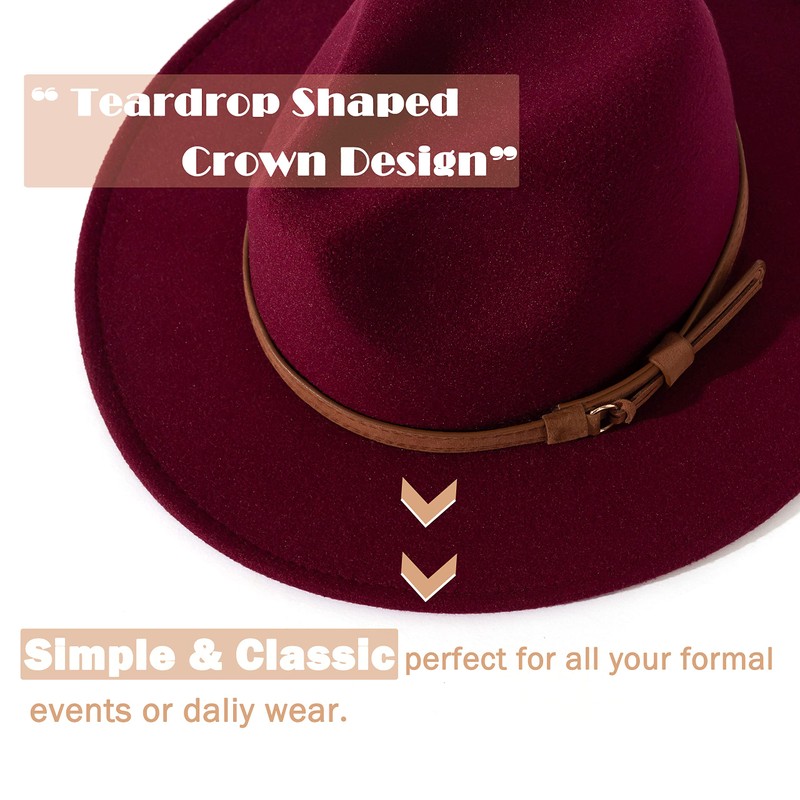 Lisianthus Men & Women Vintage Wide Brim Fedora Hat with