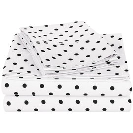 Superior Polka Dot Sheet Set, 600 Thread Count Cotton Blend Bedding Sets, Soft and Wrinkle Resistant Sheets with Deep Fitting Pockets - Full, White