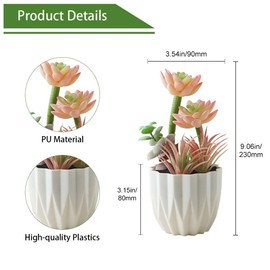 Airbirhom Small Succulents Artificial,Faux Succulents in Pots,Artificial Succulent Plants Indoor for Bathroom,Home,Office,Living Room,Table,Desk,Shelf Decor（Pink）