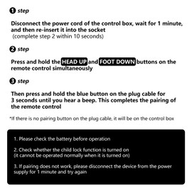 Replacement Remote Control for Blissful Nights e3 Split King, for ZZZEN E3 Sleep Science Q Greaton Adjustable Bed Base Frame, Part Number RF373E