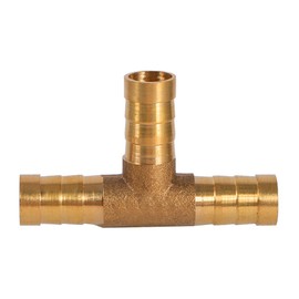 Brass Hose Connector, Barbed T Piece Gas Hose Connector Adapter Quick Release 3 Way Gas Connector Joiner Fuel Line Brass T Piece for Fuel Air Water Gas Oil(10mm) 10mm tee piece