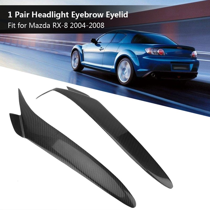 1 Pair Car Real Carbon Fiber Headlight Eyebrow Eyelid Trim