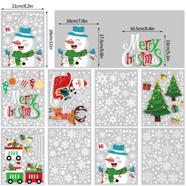 DERAYEE Christmas Stickers, Static Cling Stickers, Removable, Stainless, 400pcs, Window Decoration, Merry Christmas (Snowman and Sledding)
