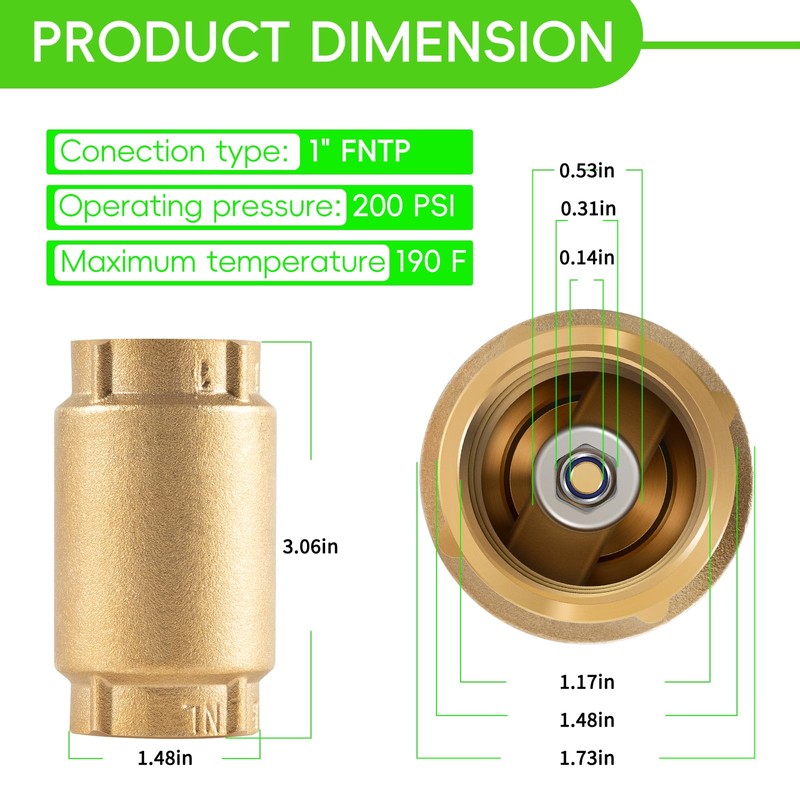 1 inch Check Valve with Backflow Preventer for Merrill CVNL100