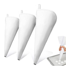 LUKIUP Pack of 3 Professional Icing Bags, 40/35/30 cm Piping Bags, Reusable Cotton Coated Cream Bag for Decorating Pastries, Cakes, Home Baking
